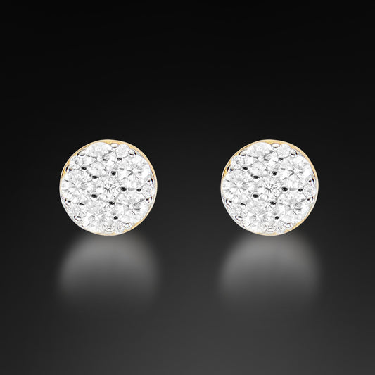 Moissanite Round Flower Cluster Stud Earring