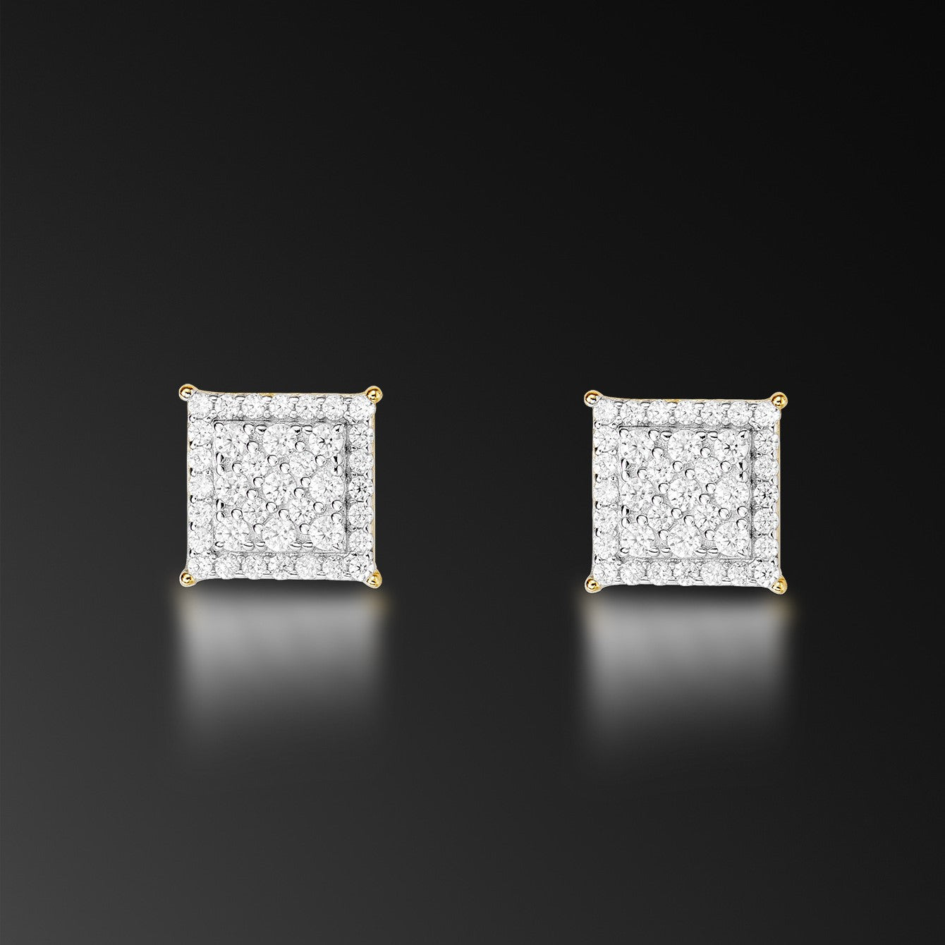 Moissanite Square Halo Stud Earring