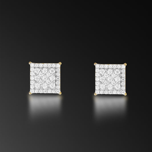 Moissanite Square Halo Stud Earring