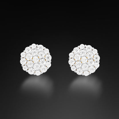 Moissanite Halo Round Cluster Stud Earring