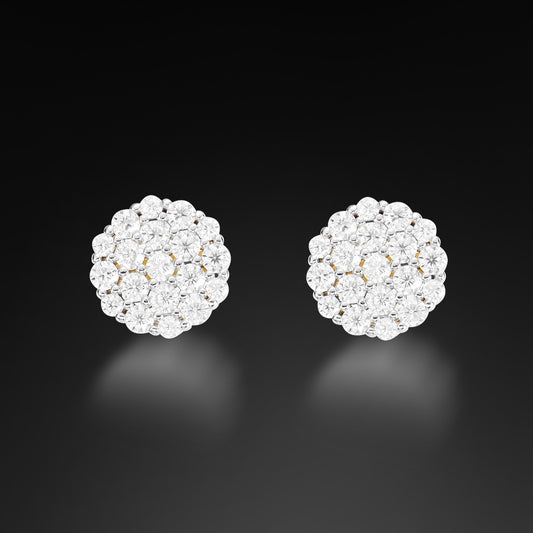 Moissanite Halo Round Cluster Stud Earring