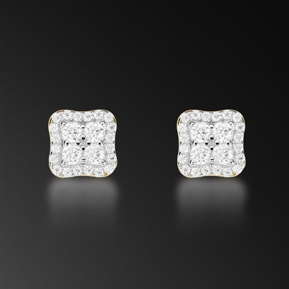 Moissanite Halo Clover Stud Earring