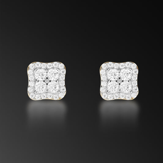 Moissanite Halo Clover Stud Earring