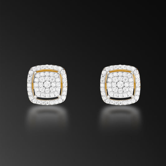 Moissanite Halo Square Stud Earring