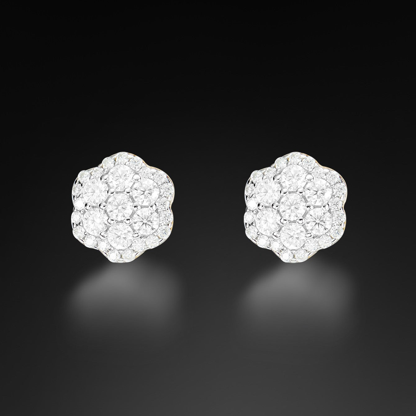 Moissanite 8MM Halo Cluster Stud Earring