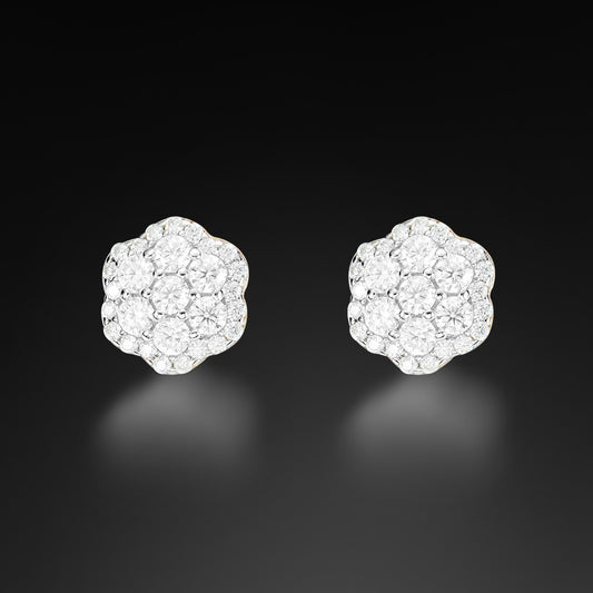 Moissanite 8MM Halo Cluster Stud Earring