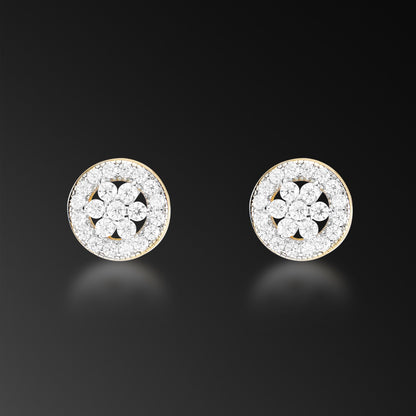 Moissanite Halo Cluster Stud Earring