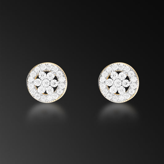 Moissanite Halo Cluster Stud Earring