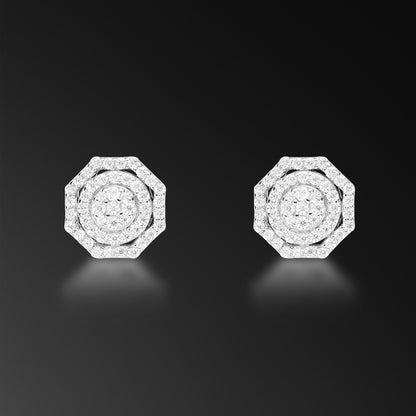 Moissanite Octagon Halo Stud Earring