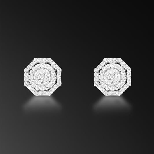 Moissanite Octagon Halo Stud Earring