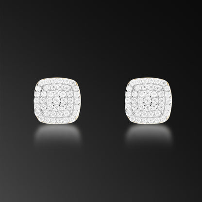 Moissanite Halo Sqaure Cluster Stud Earring