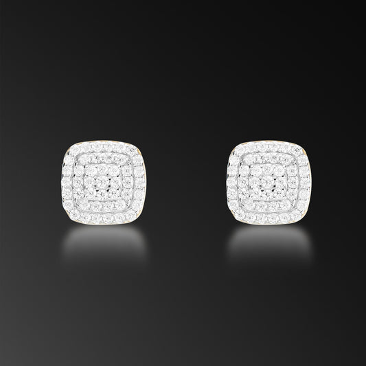 Moissanite Halo Sqaure Cluster Stud Earring