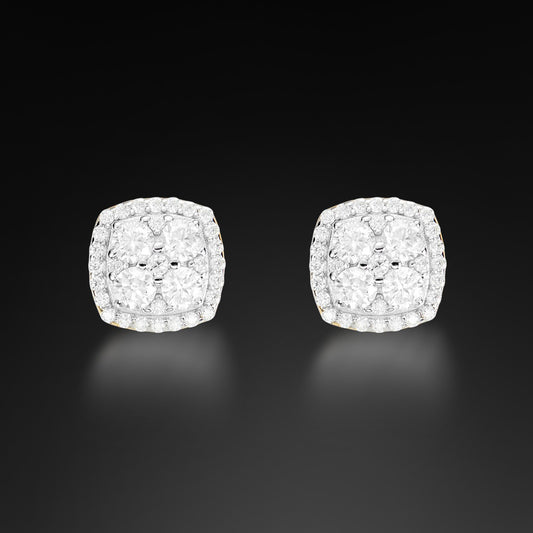 Moissanite Sqaure Clover Stud Earring