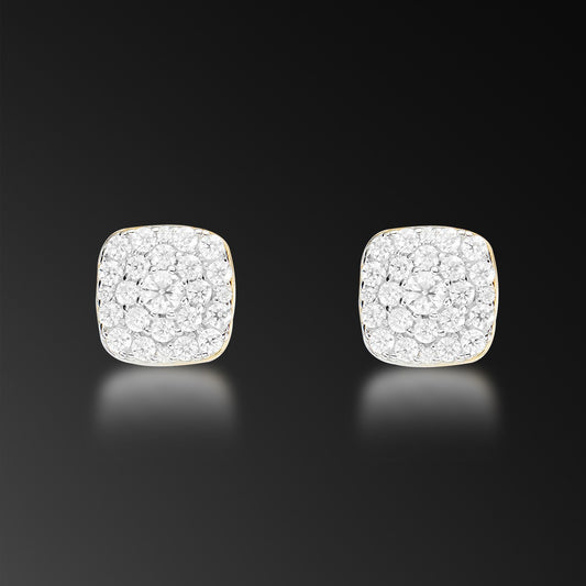 Moissanite Sqaure Cluster Stud Earring