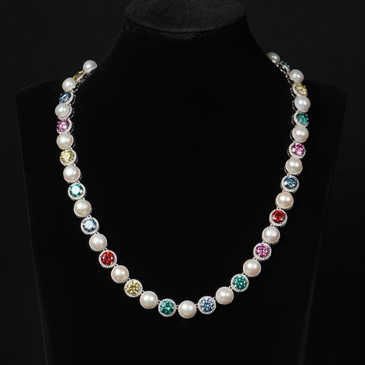 S925 Mix Color Moissanite Pear Tennis Chian