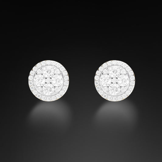 Moissanite Round Clover Stud Earring