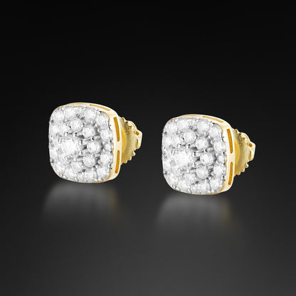 Moissanite Sqaure Cluster Stud Earring