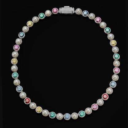 S925 Mix Color Moissanite Pear Tennis Chian