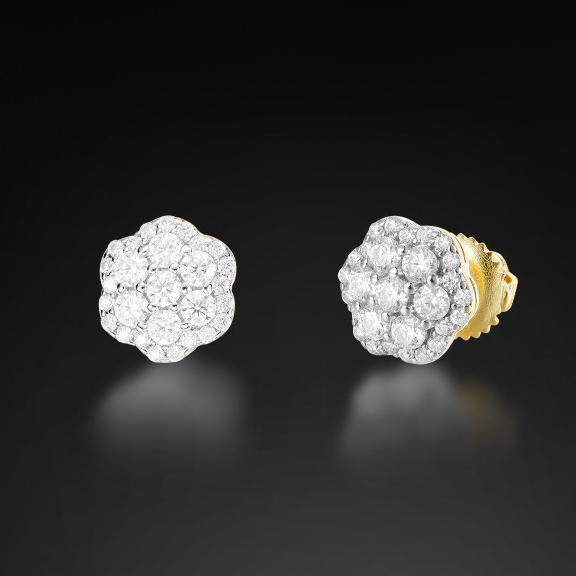 Moissanite 8MM Halo Cluster Stud Earring