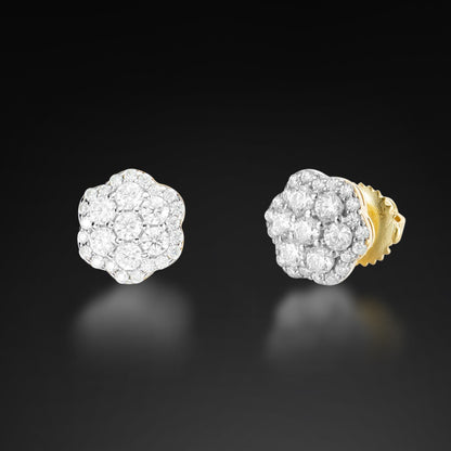 Moissanite 8MM Halo Cluster Stud Earring