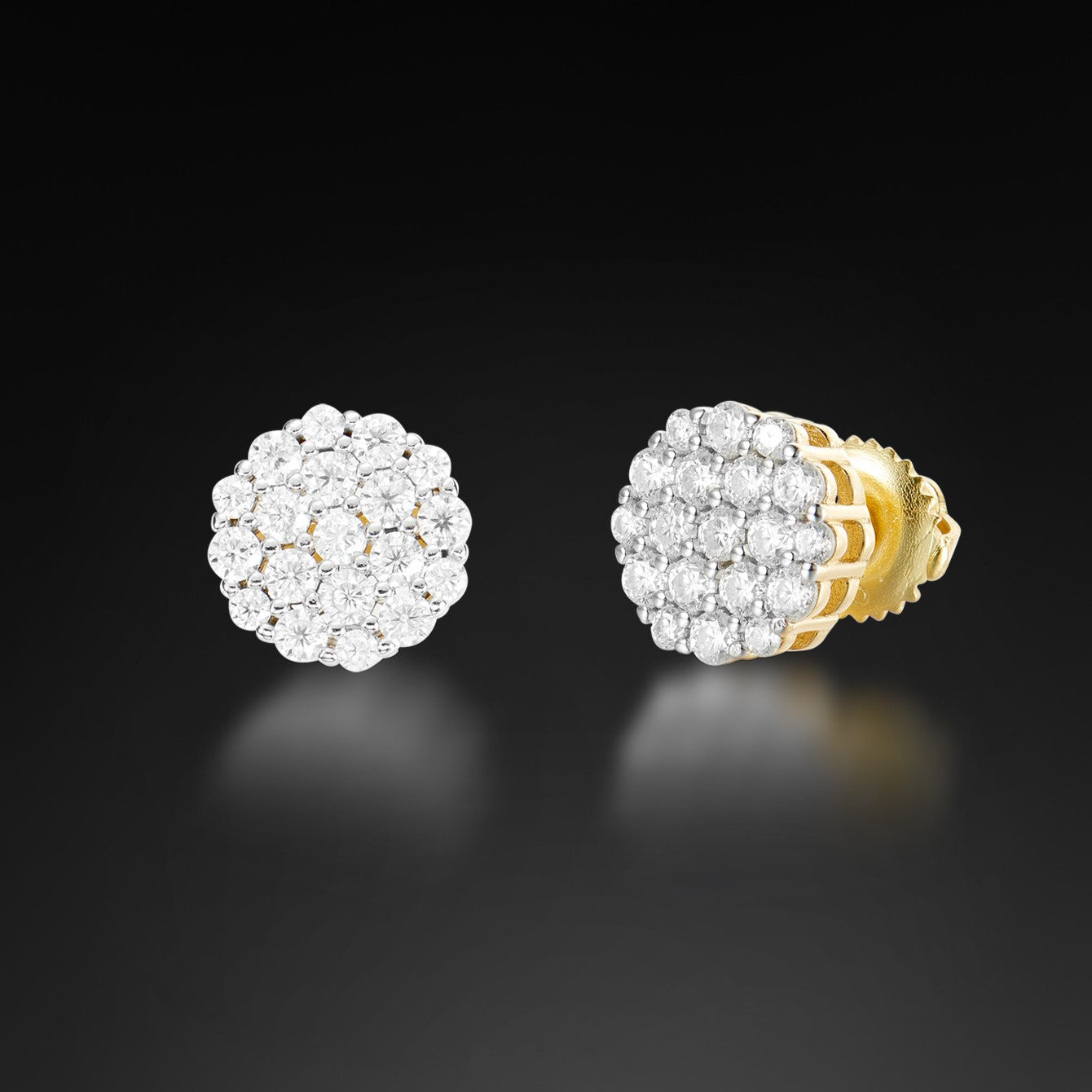 Moissanite Halo Round Cluster Stud Earring