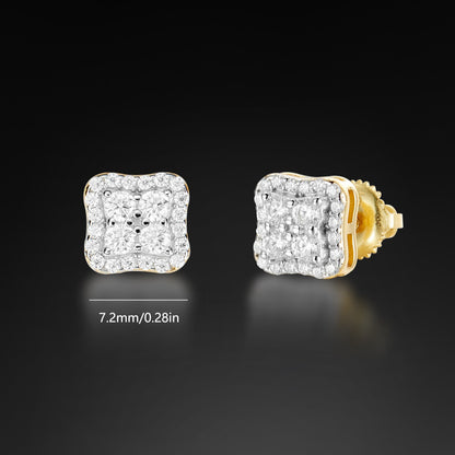 Moissanite Halo Clover Stud Earring