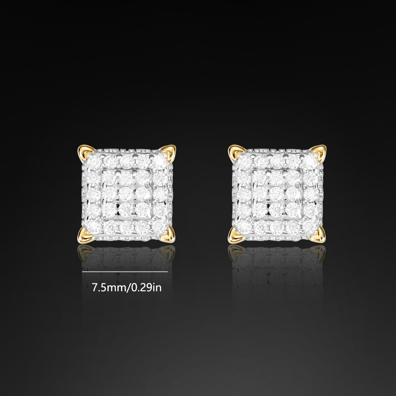 Moissanite Square Cut Stud Earring