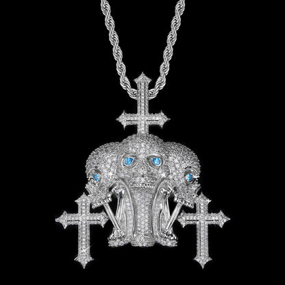 Iced Crossed Skulls Pendant