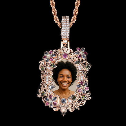 Flower Frame Custom Photo Pendant