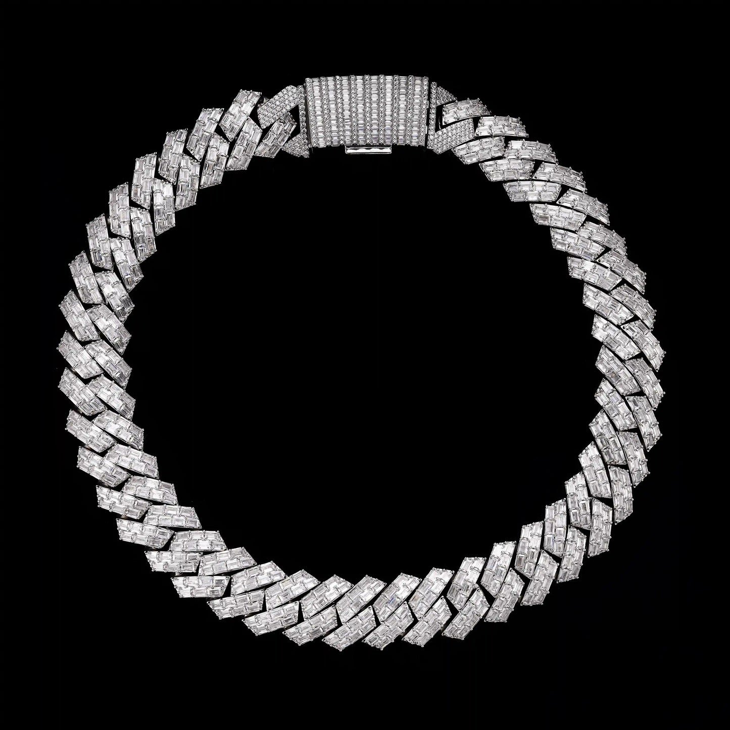 S925 Moissanite 22MM Baguette Cut Cuban Chain