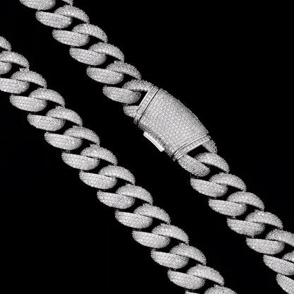 S925 Moissanite 18MM Bubble Cuban Chain