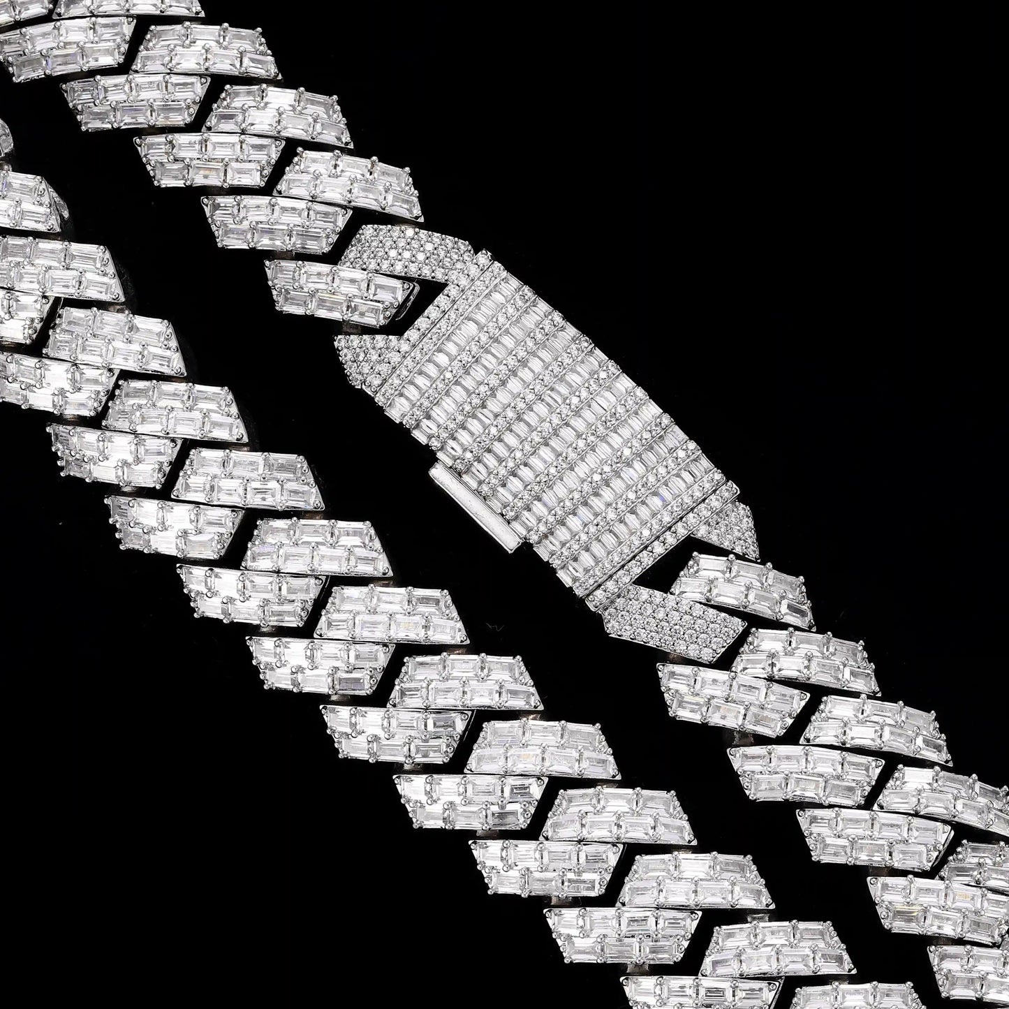 S925 Moissanite 22MM Baguette Cut Cuban Chain