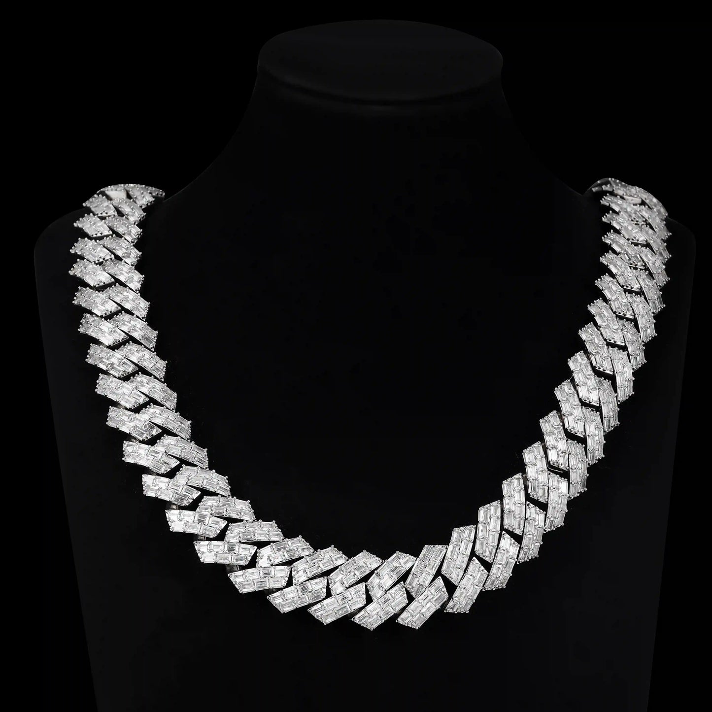 S925 Moissanite 22MM Baguette Cut Cuban Chain