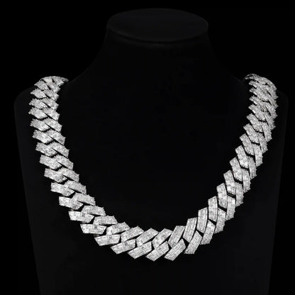 S925 Moissanite 22MM Baguette Cut Cuban Chain