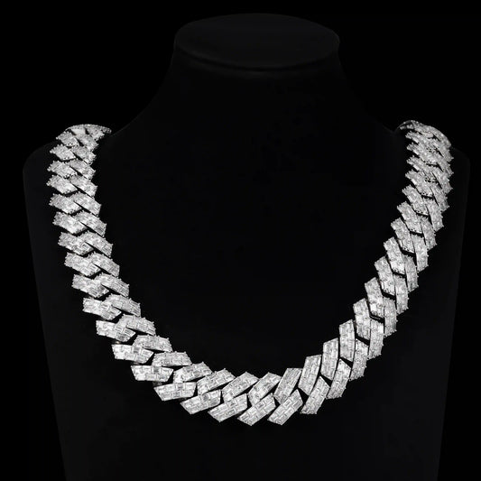 S925 Moissanite 22MM Baguette Cut Cuban Chain