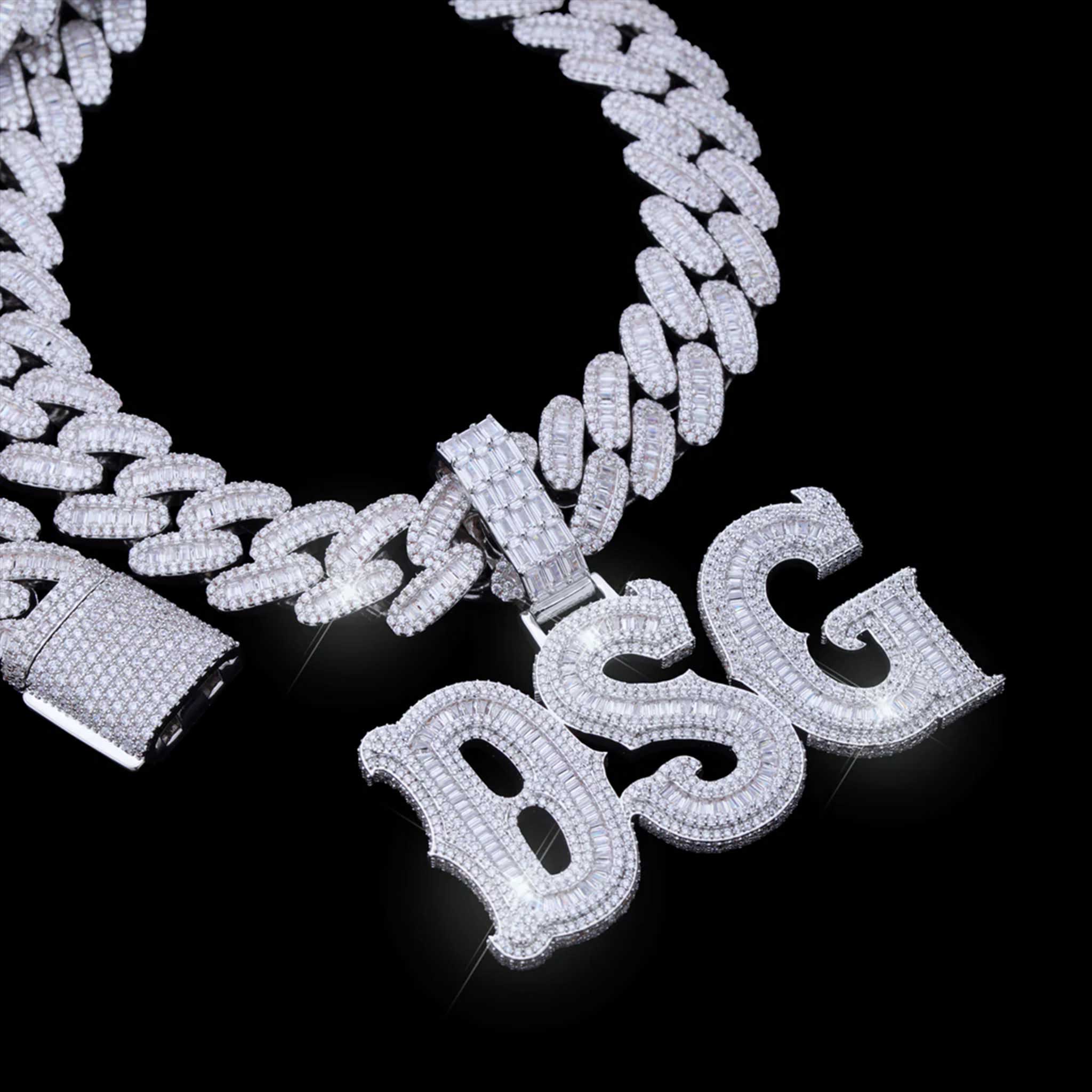 Baguette Spiked Letter Custom Pendant