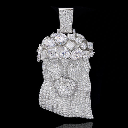 Muti Cut Gem Crown Jesus Moissanite Pendant