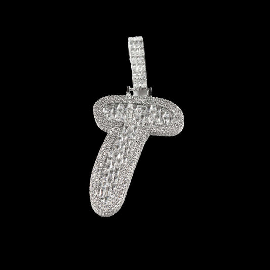 Baguette Brush Letter Custom Pendant