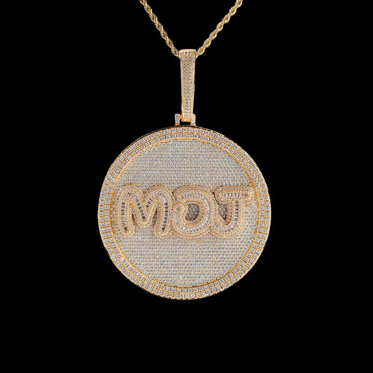 Baguette Cut Letter 3D Circle Custom Pendant