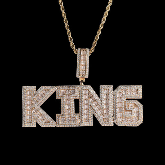 Square Buguette Custom Letter Pendant