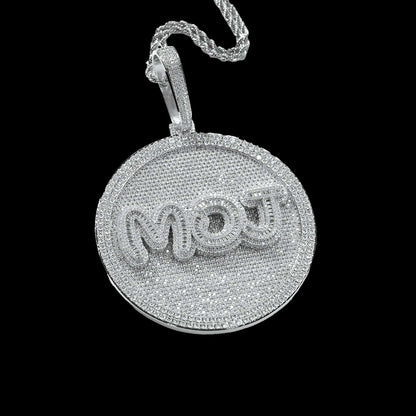 Baguette Cut Letter 3D Circle Custom Pendant