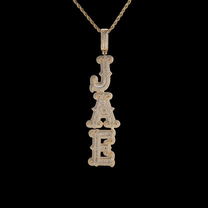 Upright Baguette Spiked Custom Letter Pendant