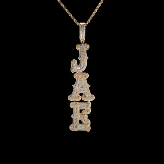 Upright Baguette Spiked Custom Letter Pendant
