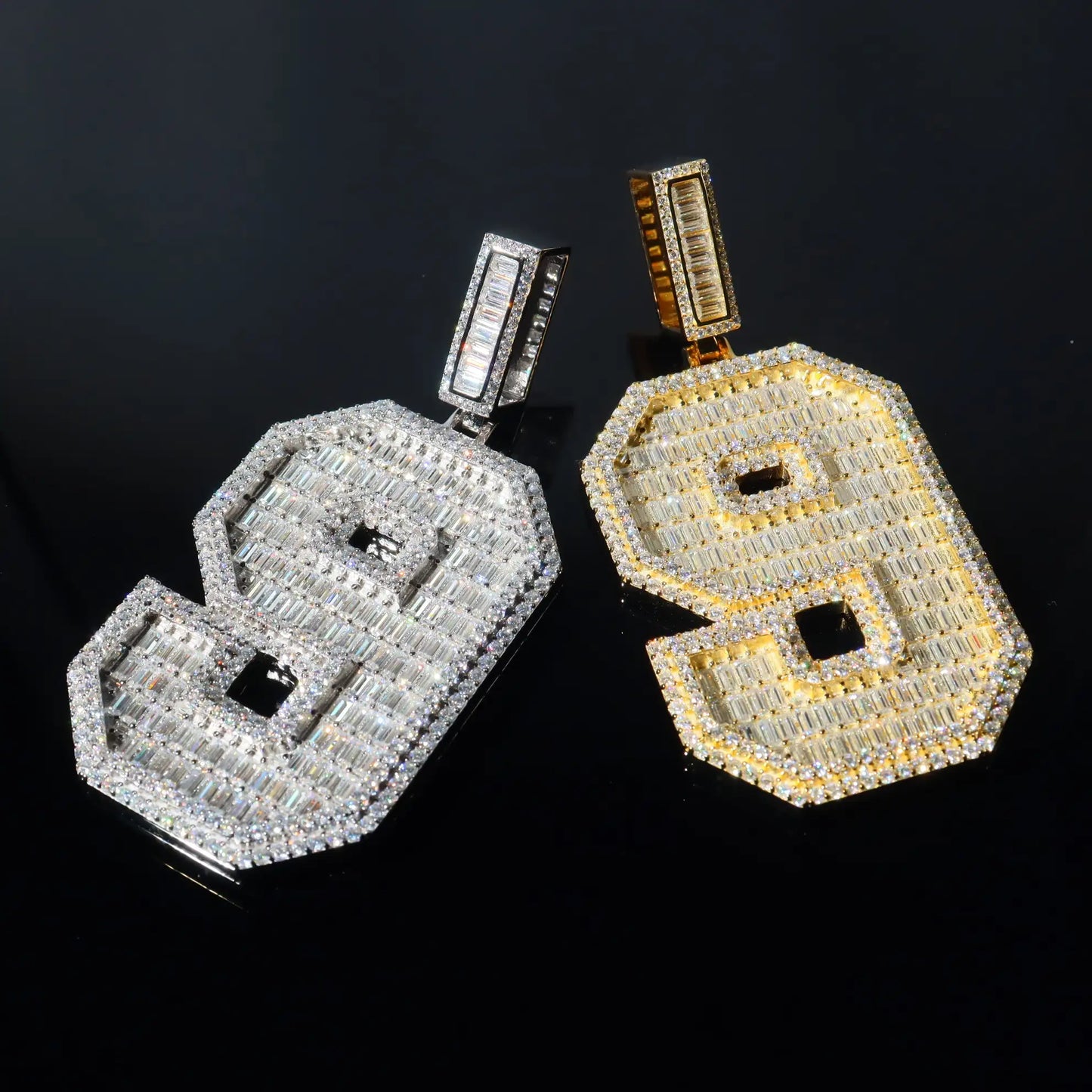 Baguette Cut Number Custom Pendant