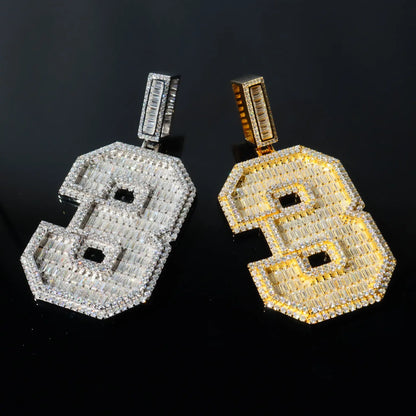 Baguette Cut Number Custom Pendant