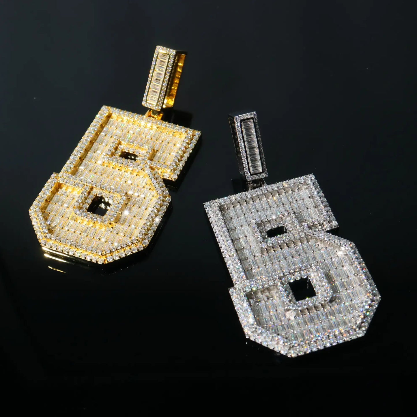 Baguette Cut Number Custom Pendant