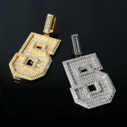 Baguette Cut Number Custom Pendant