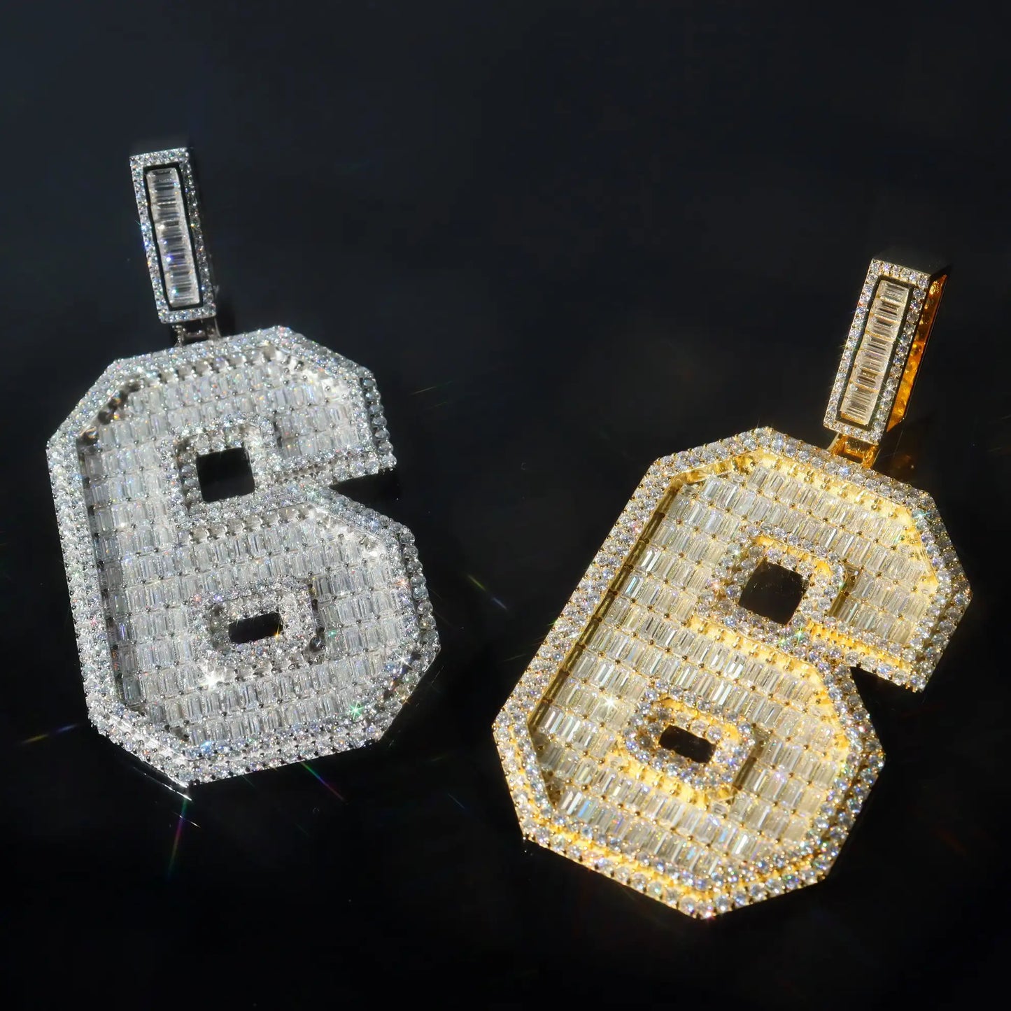 Baguette Cut Number Custom Pendant