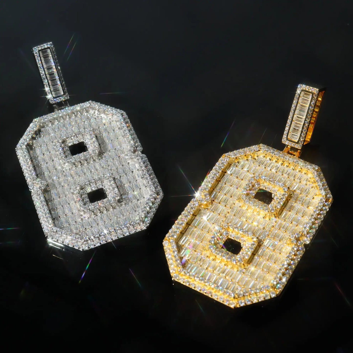 Baguette Cut Number Custom Pendant