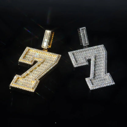 Baguette Cut Number Custom Pendant